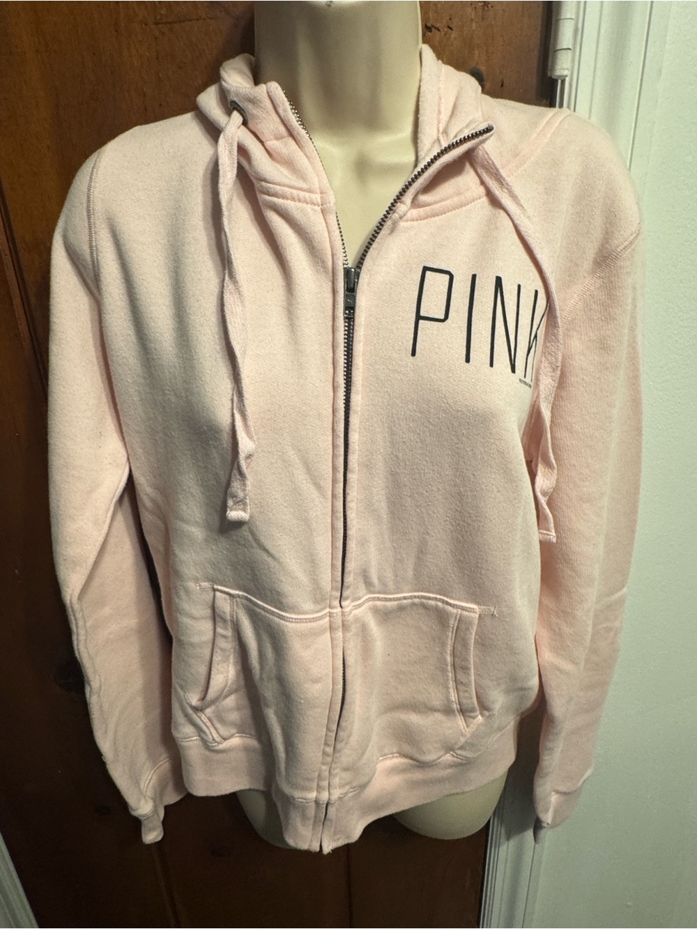 PINK Victorias Secret Light Pink Full Zip Hoodie Large